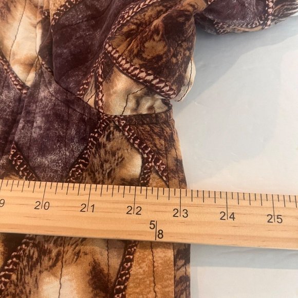 Diane Gilman Browns100% Silk Duster Cardigan Boho Vtg Mandarin Collar - Picture 5 of 9